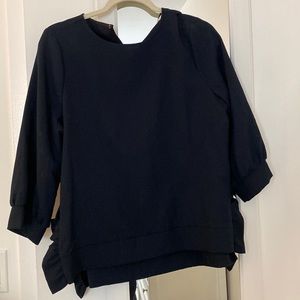 Zara Navy Blue Long Sleeve Ruffle Top